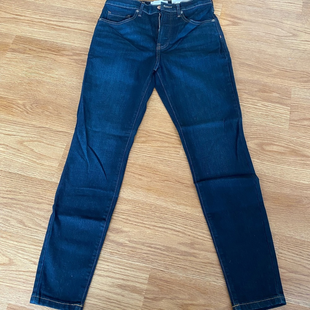 Everlane Authentic Stretch High Rise Skinny Jeans, deep indigo, size 28